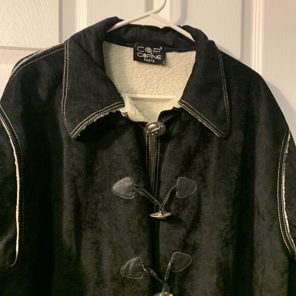 Cop Copine Women's Faux Suede Shearling Lined Jacket Size 1 S M Black France - Picture 3 of 12